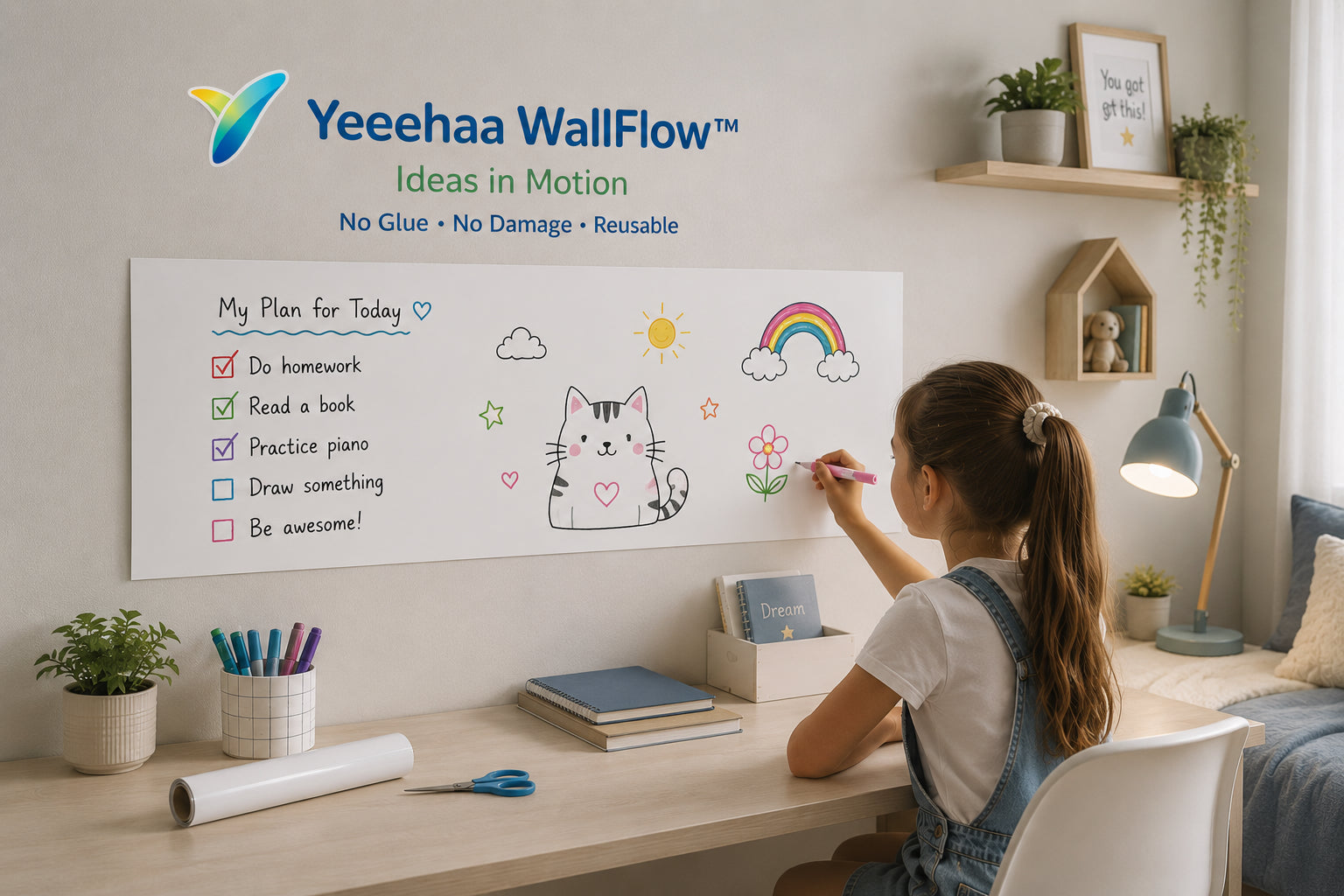 WallFlow™ Electrostatic Whiteboard Roll